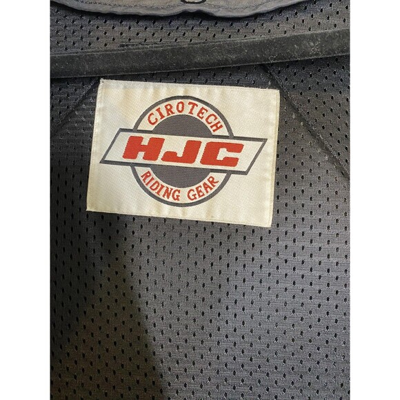 HJC Leather Jacket Mens 50 Black Blue Motorcycle Riding Gear Armor Zip - Picture 12 of 14